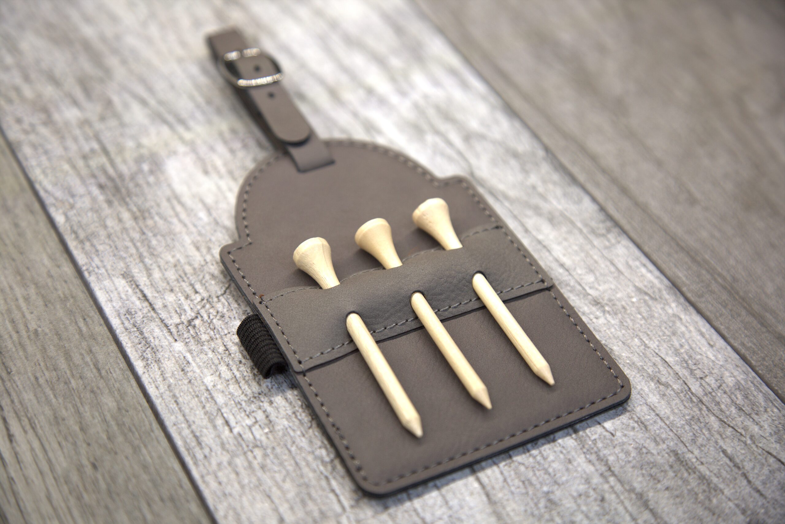 Personalized Gray Leather Golf Bag Tag - Image 10