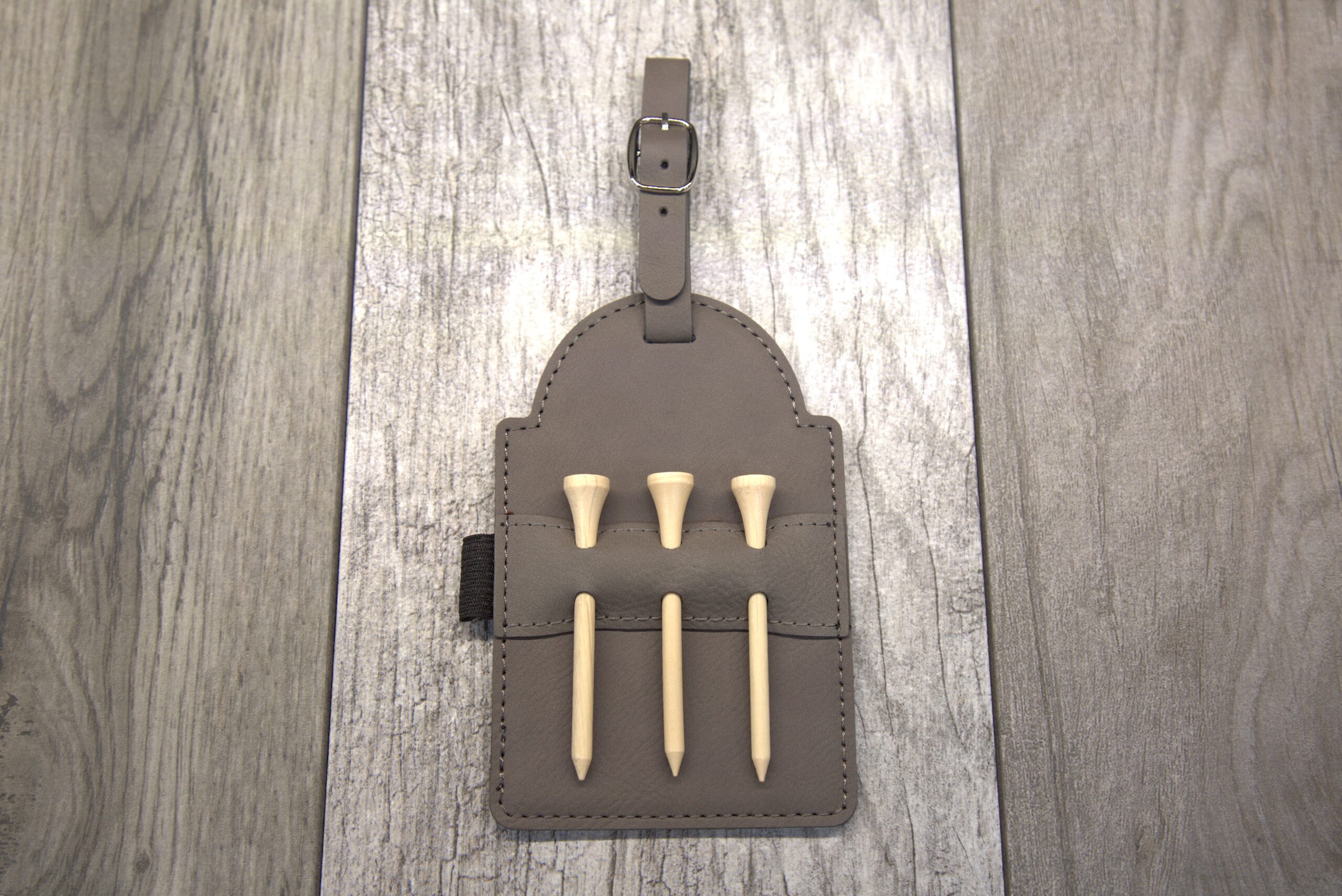 Personalized Gray Leather Golf Bag Tag - Image 9