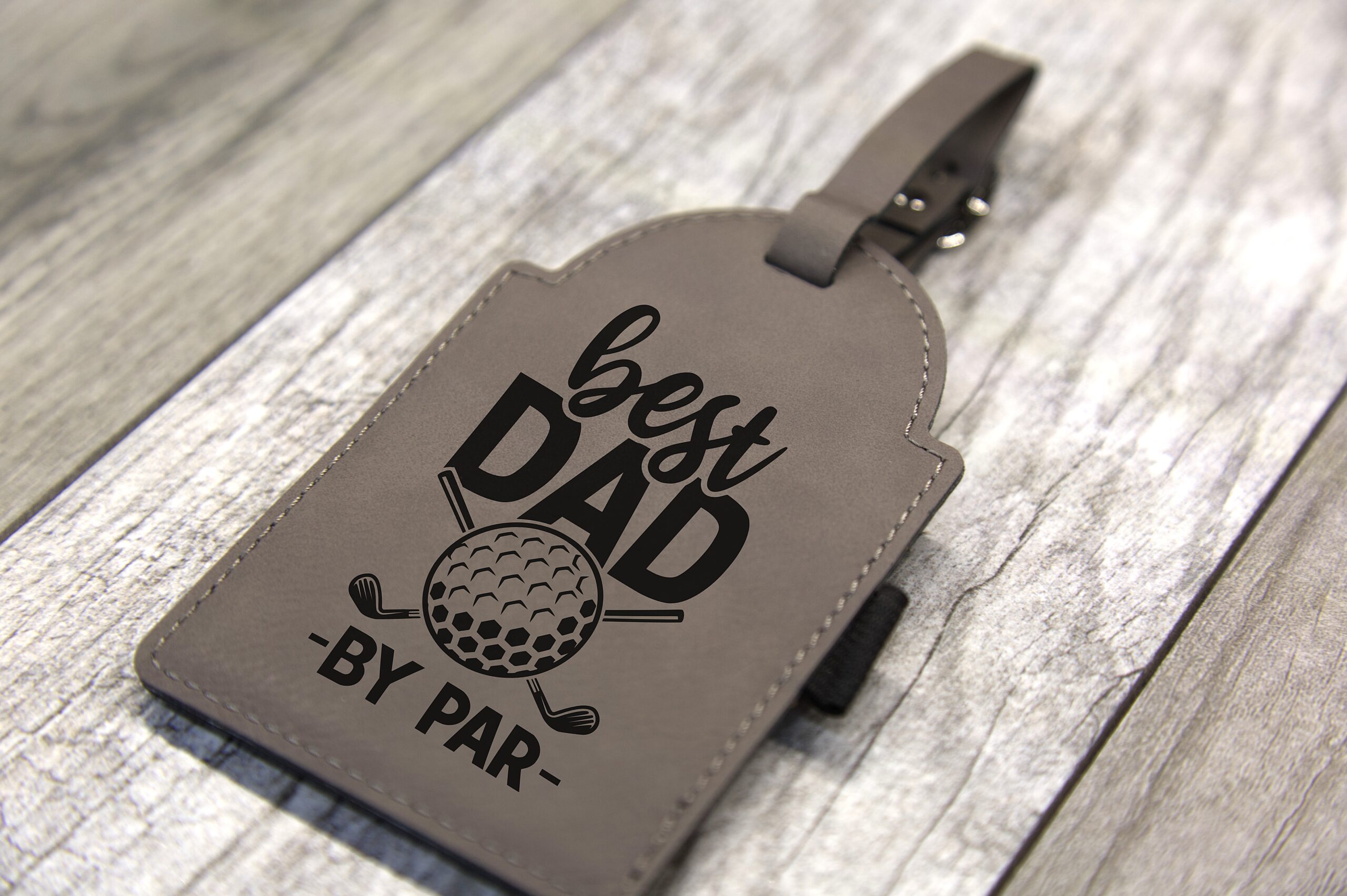Personalized Gray Leather Golf Bag Tag - Image 2