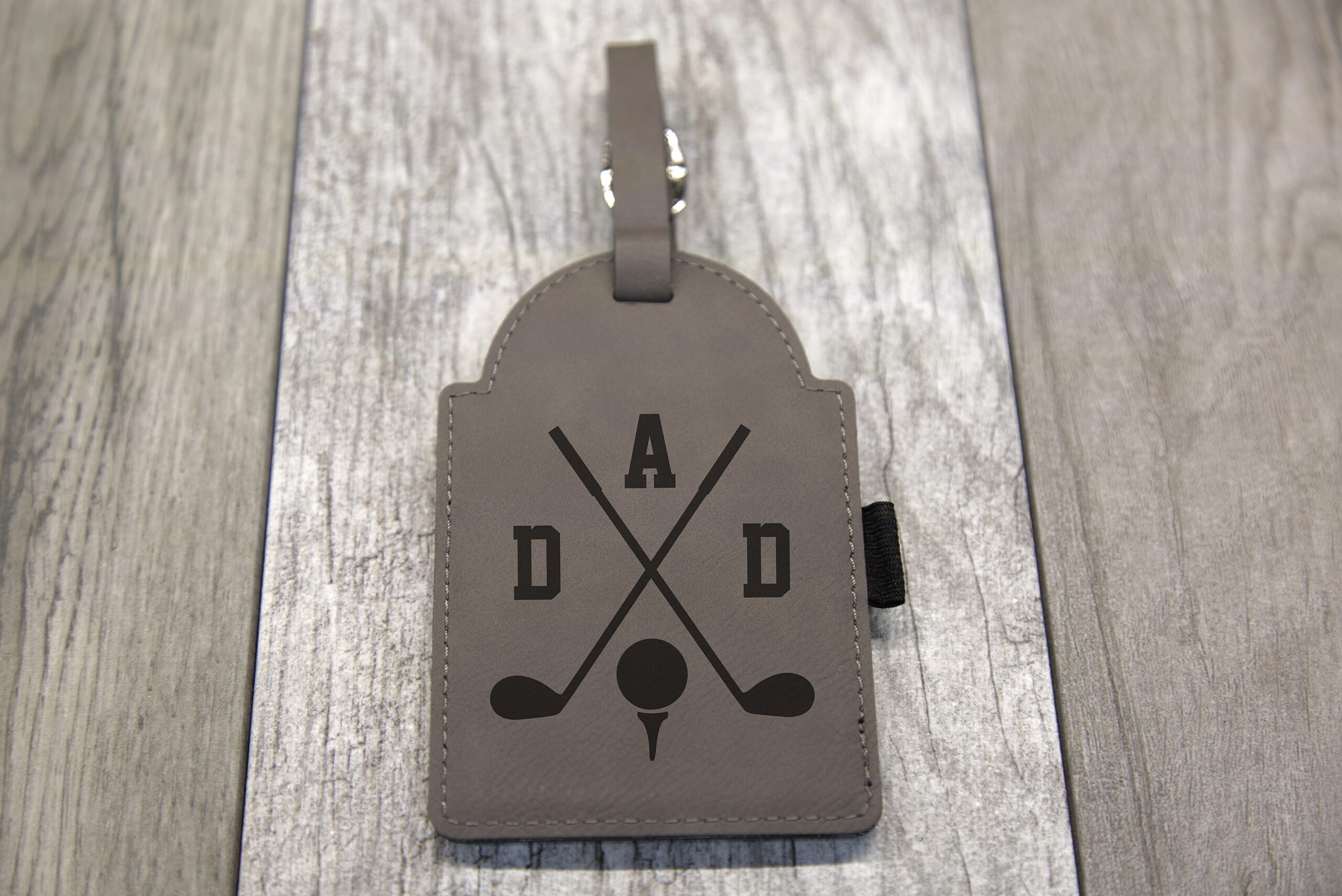 Personalized Gray Leather Golf Bag Tag - Image 4