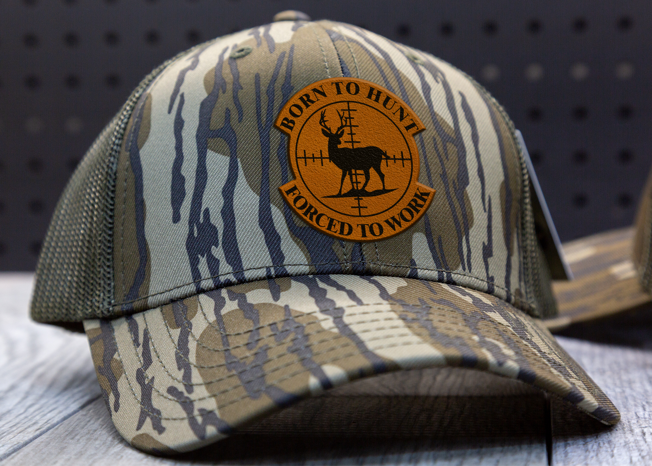Born to Hunt Leather Patch Trucker Hat