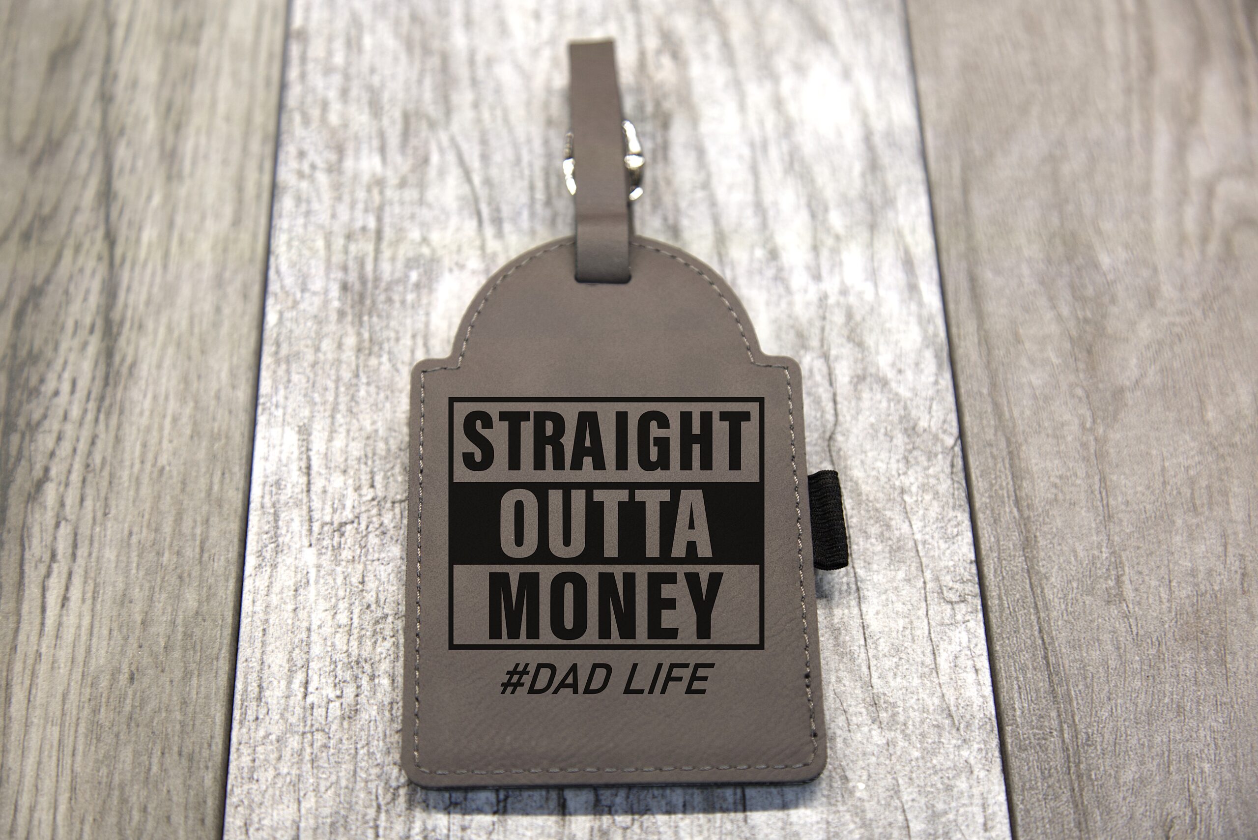 Personalized Gray Leather Golf Bag Tag - Image 6