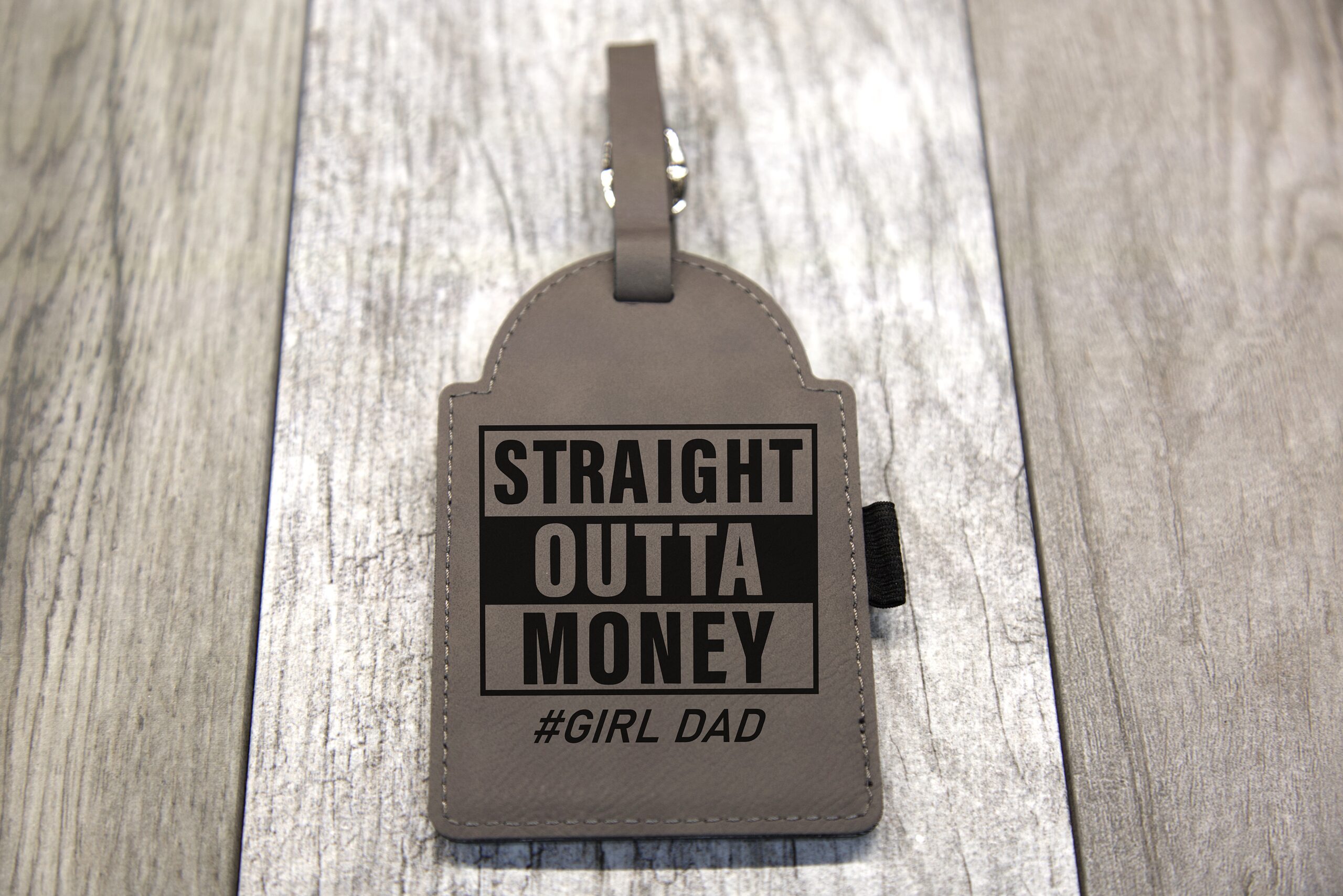 Personalized Gray Leather Golf Bag Tag - Image 7