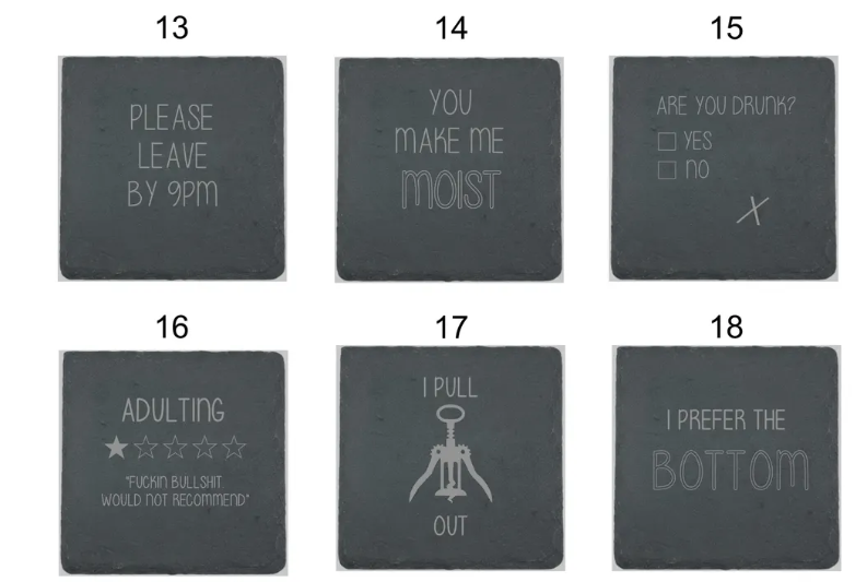 Funny Slate Coasters Set 2- Square - Image 4