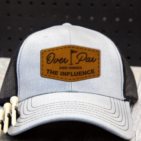 Funny Golf Dad Trucker Hat- Over Par Leather Patch