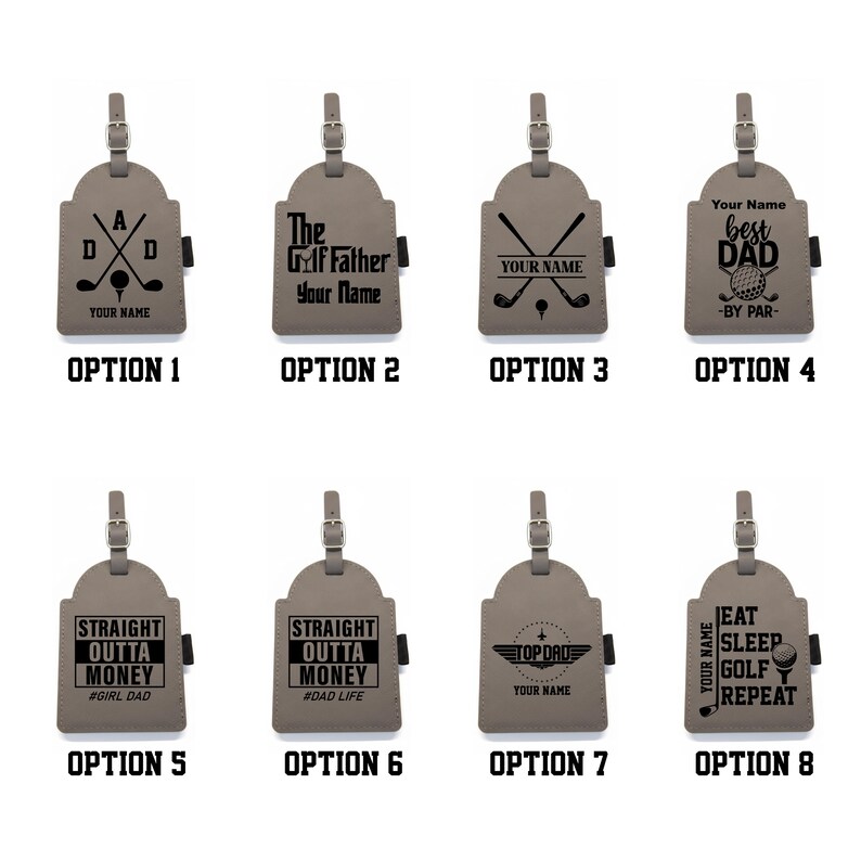 Personalized Gray Leather Golf Bag Tag - Image 11