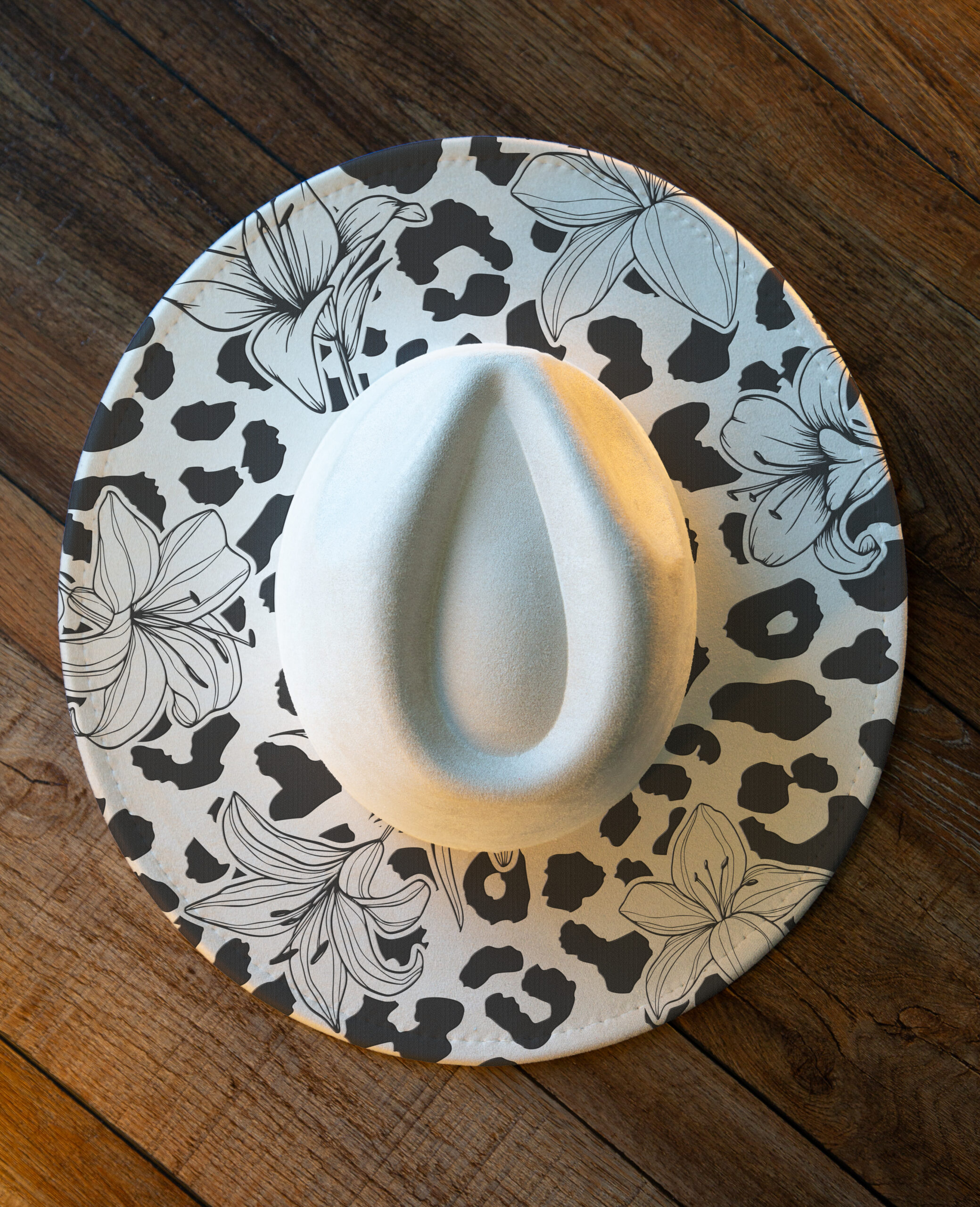 Cheetah Print w/ Florals Fedora Hat - Image 4