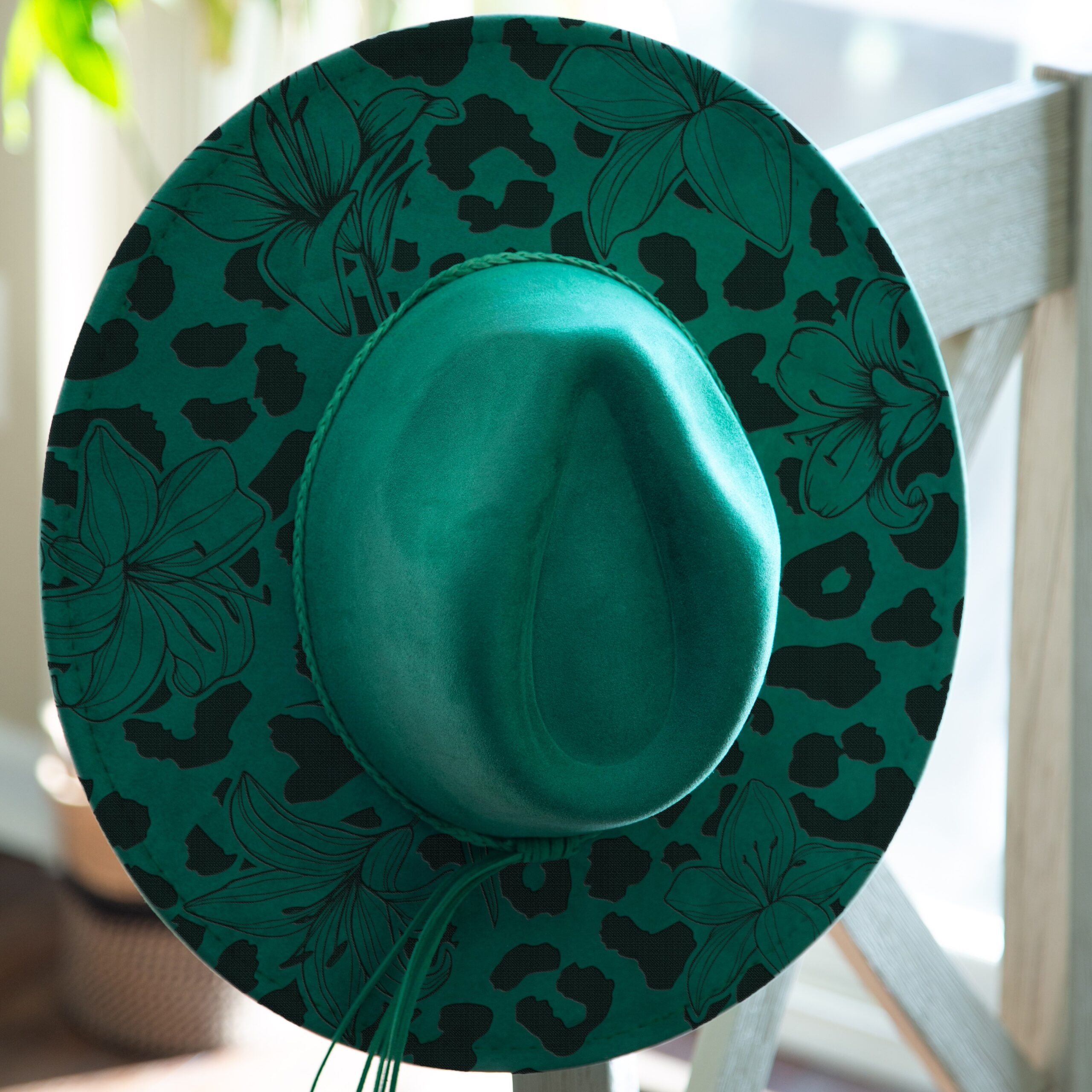 Cheetah Print w/ Florals Fedora Hat - Image 3