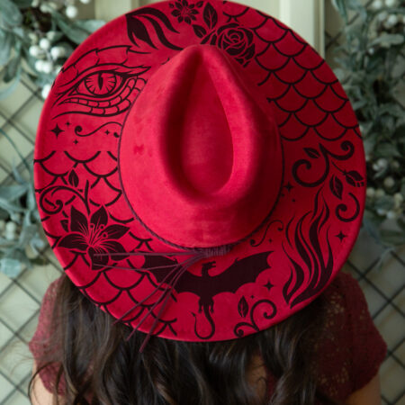 Dragon Engraved Wide Brim Hat